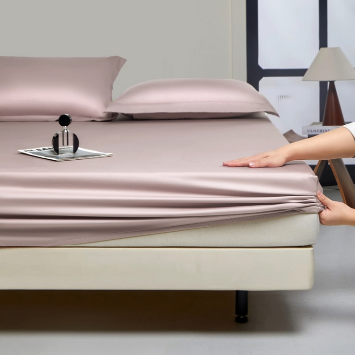 91家纺网 家纺一手货源 找家纺 秀色家纺 2024新品 A类100支双股长绒棉单品床笠 梦易-粉末白