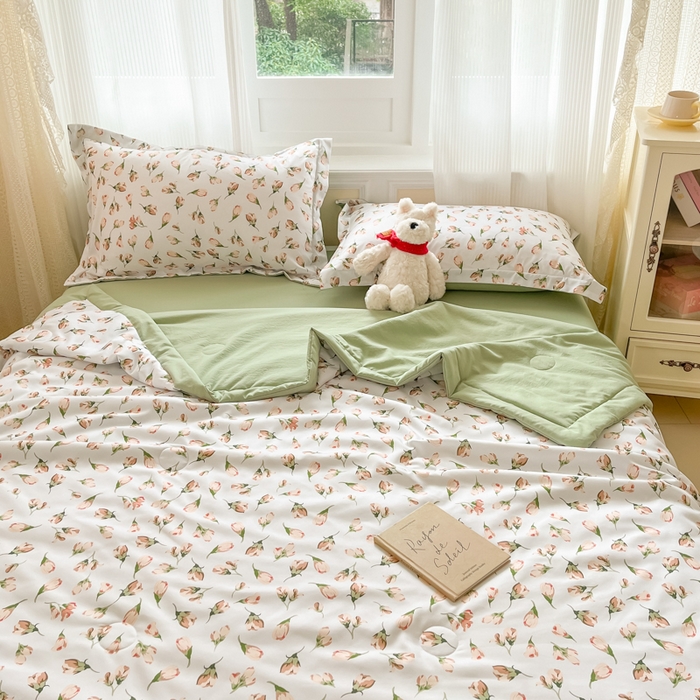 91家纺网 家纺一手货源 找家纺 宝士康家纺 2025新款水洗棉超声波压花夏被 被子被芯 花月