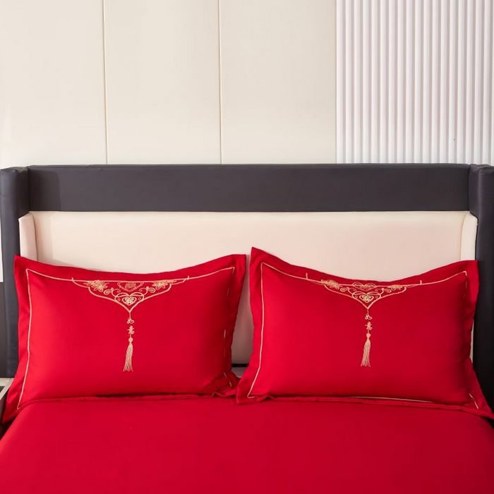 91家纺网 家纺一手货源 找家纺 三盛源 2025新款亲肤舒适不掉色枕套 吉祥三喜