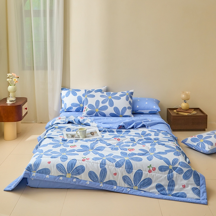 91家纺网 家纺一手货源 找家纺 宝士康家纺 2025新款10A抗菌全棉夏被四件套（床笠款） 小情调