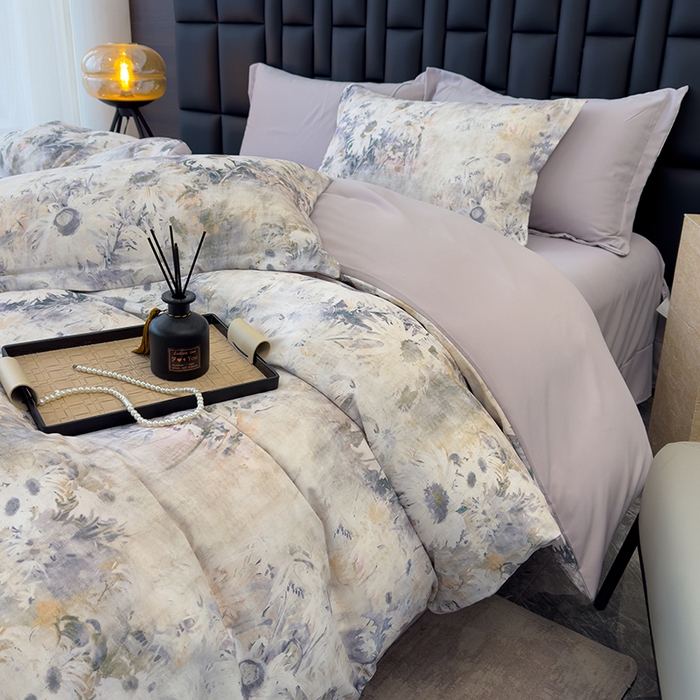 91家纺网 家纺一手货源 找家纺 竹合 2025新款数码印花轻奢凉感四件套莫奈