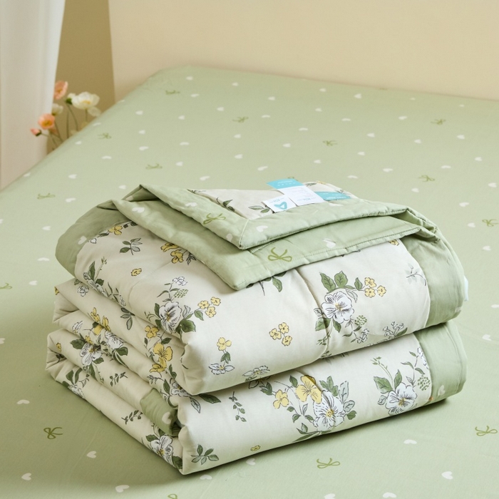 91家纺网 家纺一手货源 找家纺 宝士康家纺 2025新款10A抗菌全棉夏被四件套（床单款） 花香雪