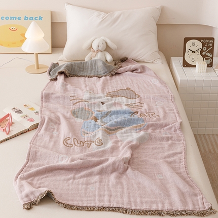 91家纺网 家纺一手货源 找家纺 （总）麻依 2025新款全棉纱布浴巾披肩旅行毯子