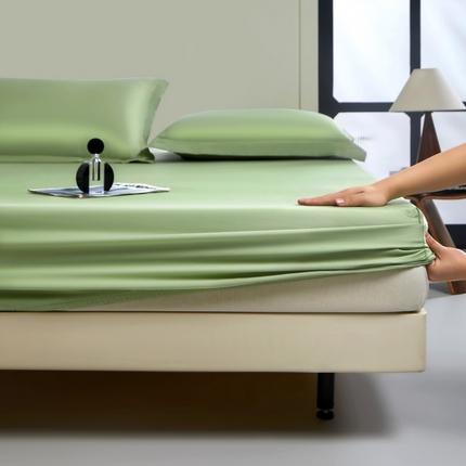 秀色家纺 2024新品 A类100支双股长绒棉单品床笠 梦易-艾绿