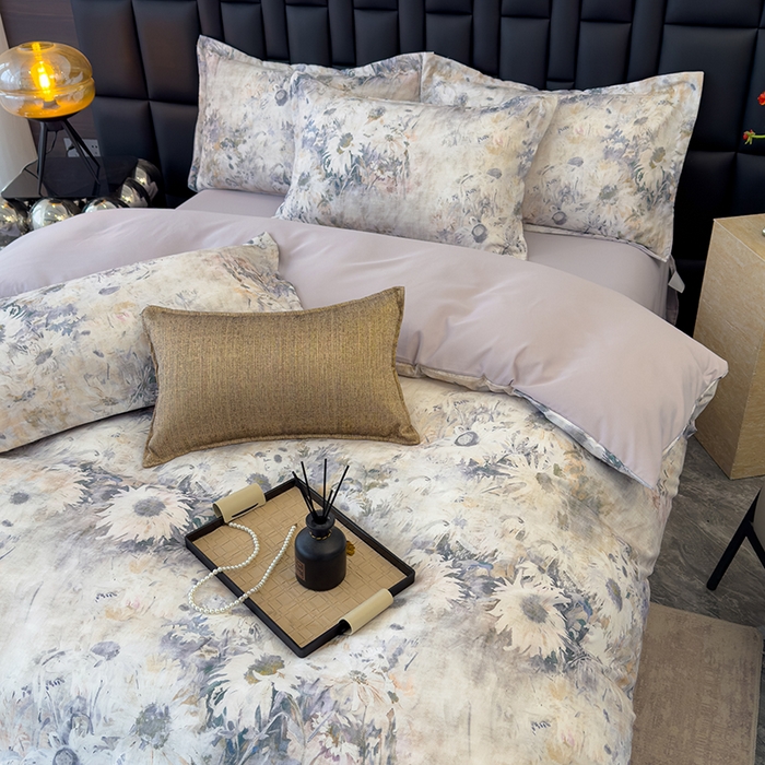 91家纺网 家纺一手货源 找家纺 竹合 2025新款数码印花轻奢凉感四件套莫奈