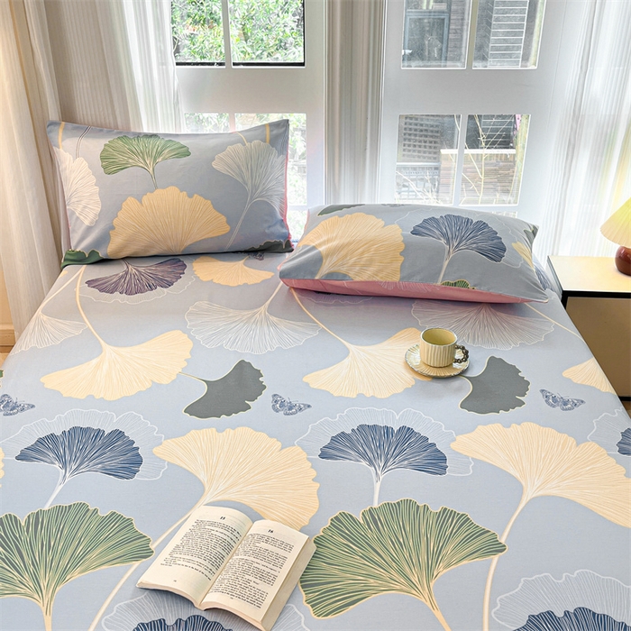 91家纺网 家纺一手货源 找家纺 宝士康家纺 2025新款10A抗菌全棉印花床笠 蝶舞幸运