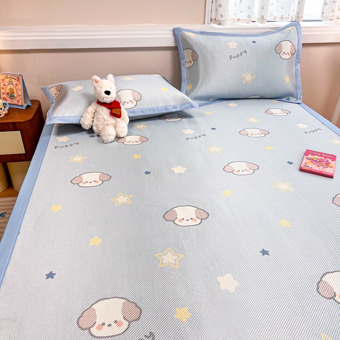 91家纺网 家纺一手货源 找家纺 慕尚家纺 2025新款数码印花床席床笠款冰藤席 床席款-酷奇