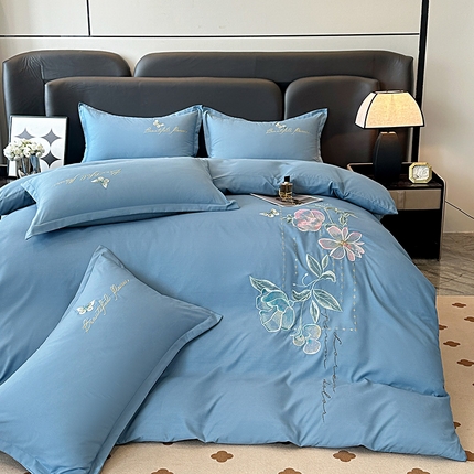 91家纺网 家纺一手货源 找家纺 （总）帝菲妮 2025新款国潮风高克重超柔水洗棉针织棉糯小棉带质检报告刺绣四件套--醉美人