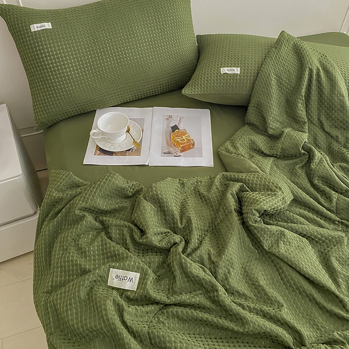 91家纺网 家纺一手货源 找家纺 （总）仟网汇 2025新款华夫格森语夏被四件套北欧简约风