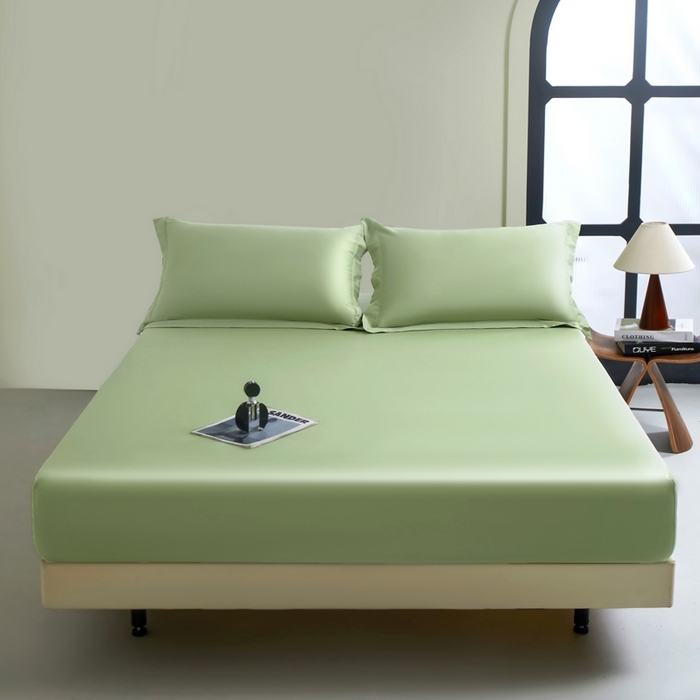 91家纺网 家纺一手货源 找家纺 秀色家纺 2024新品 A类100支双股长绒棉单品床笠 梦易-艾绿