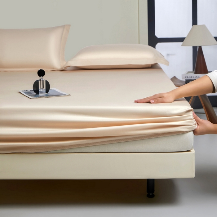 91家纺网 家纺一手货源 找家纺 秀色家纺 2024新品 A类100支双股长绒棉单品床笠 梦易-奶昔白