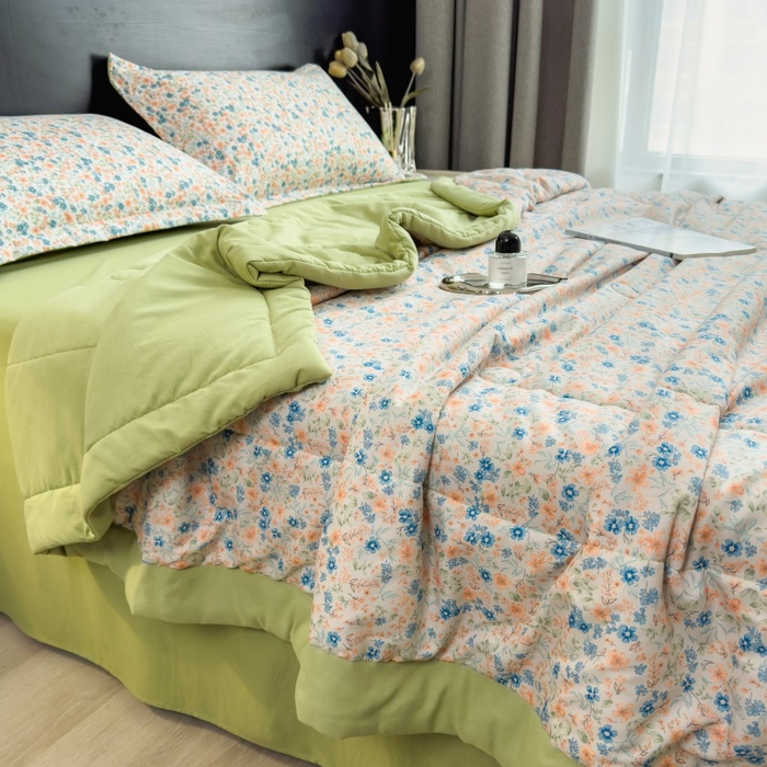 91家纺网 家纺一手货源 找家纺 宝士康家纺 2025新款10A抗菌双层纱印花夏被四件套 朝花夕拾