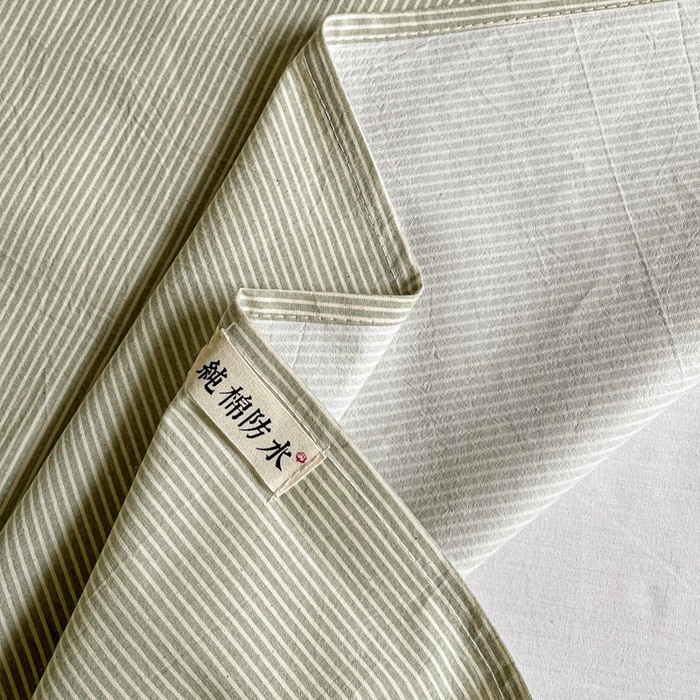 91家纺网 家纺一手货源 找家纺 久云居 2025新款亲肤舒适全棉色织防水床单 超细绿条