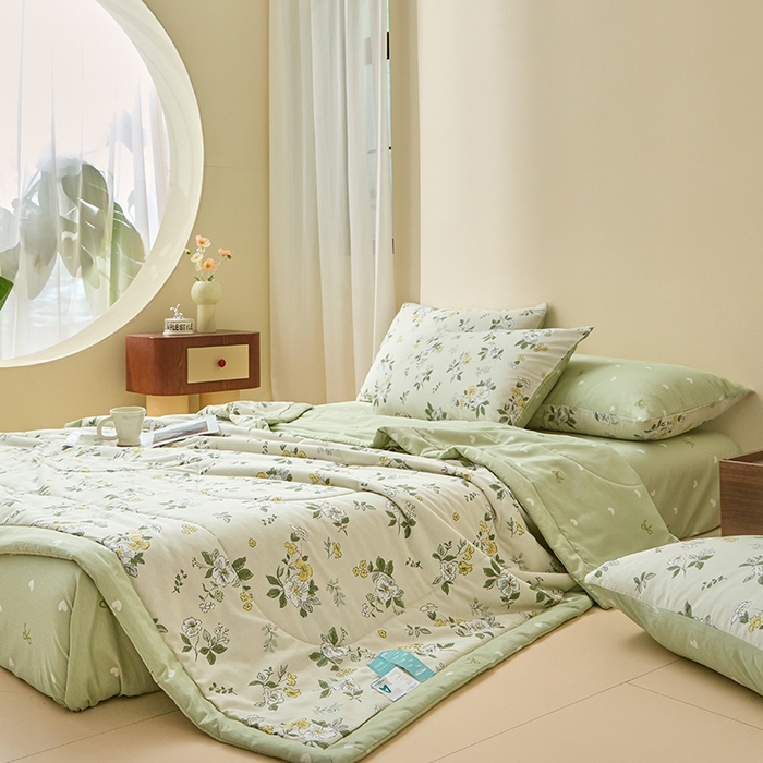 91家纺网 家纺一手货源 找家纺 宝士康家纺 2025新款10A抗菌全棉夏被四件套（床单款） 花香雪