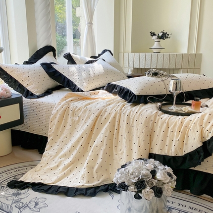 慕希 2025新款水洗棉花边夏被夏凉被空调被 赫本-可可玉