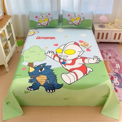 名兮2025新款大版经典奥特曼三丽鸥三件套全棉纯棉床单 奥特曼郊游
