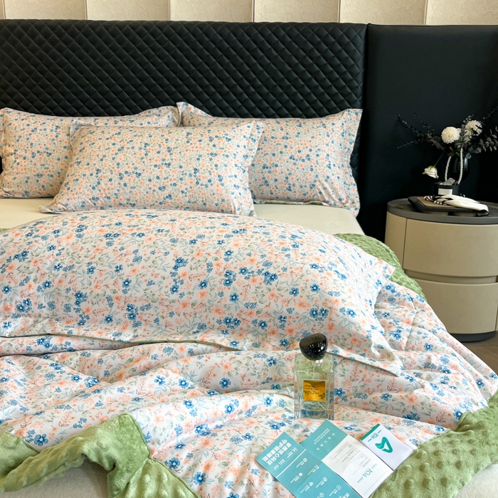 91家纺网 家纺一手货源 找家纺 宝士康家纺 2025新款10A抗菌双层纱豆豆绒夏被 朝花夕拾