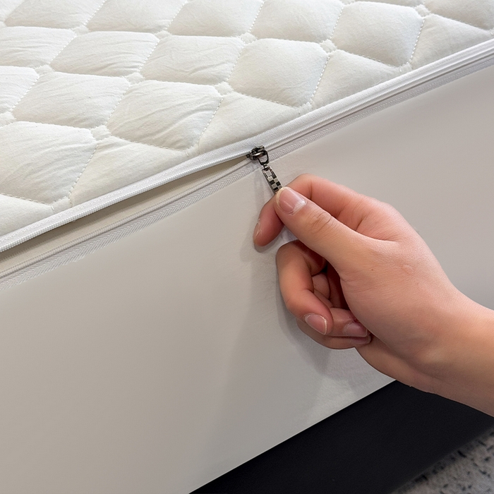 91家纺网 家纺一手货源 找家纺 叠派家纺 2025新款5A抗菌A类夹棉床笠经典款防水款系列 莹月白-小格子经典款