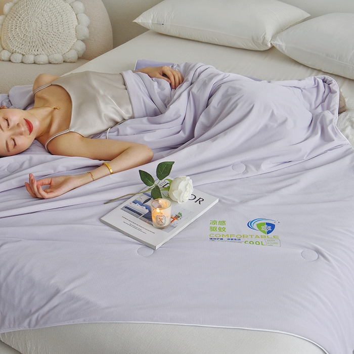 91家纺网 家纺一手货源 找家纺 梦恬佳 2025新款凉感驱蚊夏凉被 丁香紫