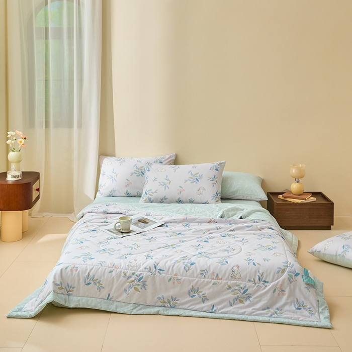 91家纺网 家纺一手货源 找家纺 宝士康家纺 2025新款10A抗菌全棉夏被 被子被芯 兔兔乐园