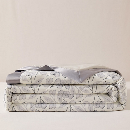 91家纺网 家纺一手货源 找家纺 库里梦家纺 2025新款锦氨凉感法式印花拼角空调夏被夏凉被空调被 浮花半日