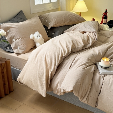 91家纺网 家纺一手货源 找家纺 （总）华超针织 2025新款全棉纯棉水洗提花四件套 -漾影 风格二