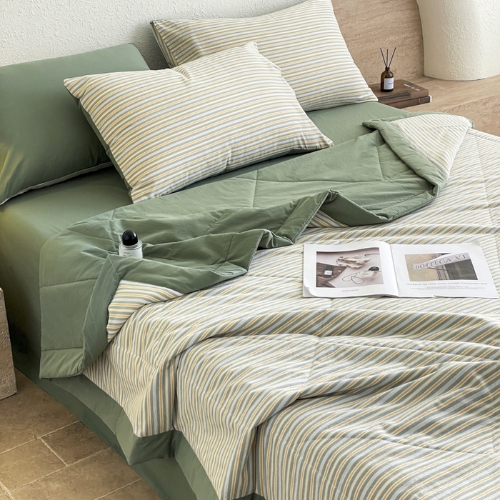 91家纺网 家纺一手货源 找家纺 宝士康家纺 2025新款10A抗菌无印风夏被 被子被芯 小绿条