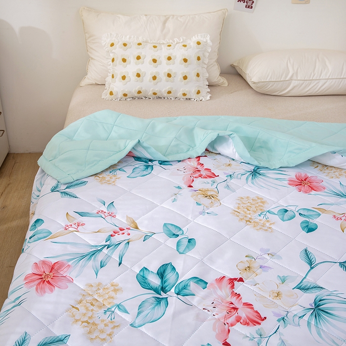 91家纺网 家纺一手货源 找家纺 富艺隆 2025新款超声波亲肤绒夏被夏凉被直播爆款超声波夏被空调被 月白清风