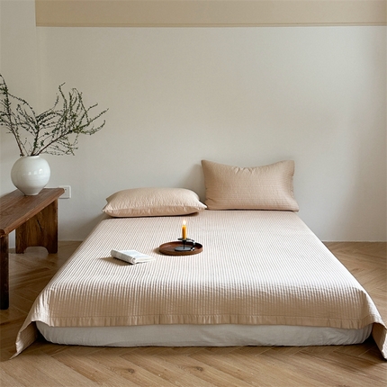 漫调家纺 2025新款双面60S贡缎床盖夏被 摩卡棕