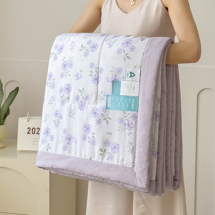 宝士康家纺 2025新款10A抗菌针织夏被四件套 紫藤花开