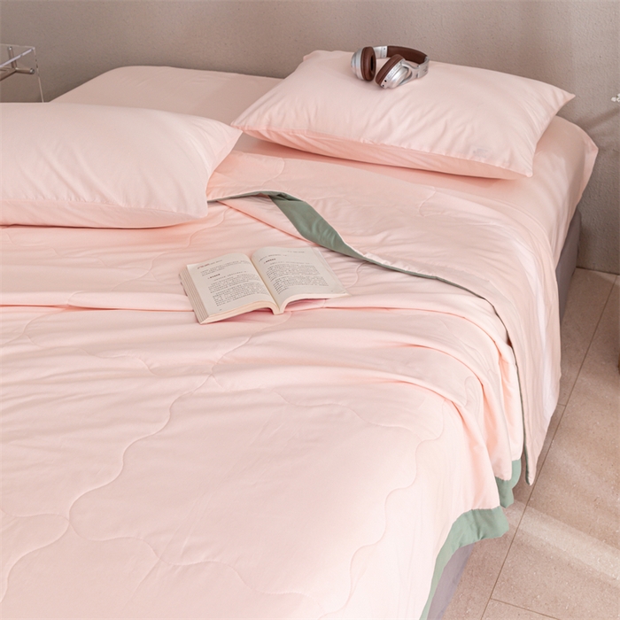 91家纺网 家纺一手货源 找家纺  天瑜 2024全棉夏被棉花芯纯色水洗棉夏凉被可水洗空调被 浅粉