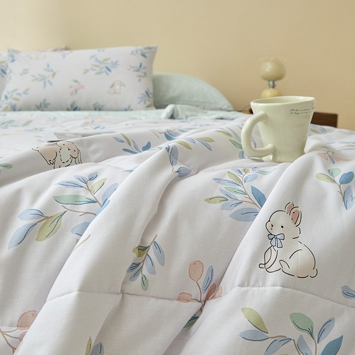 91家纺网 家纺一手货源 找家纺 宝士康家纺 2025新款10A抗菌全棉夏被 被子被芯 兔兔乐园