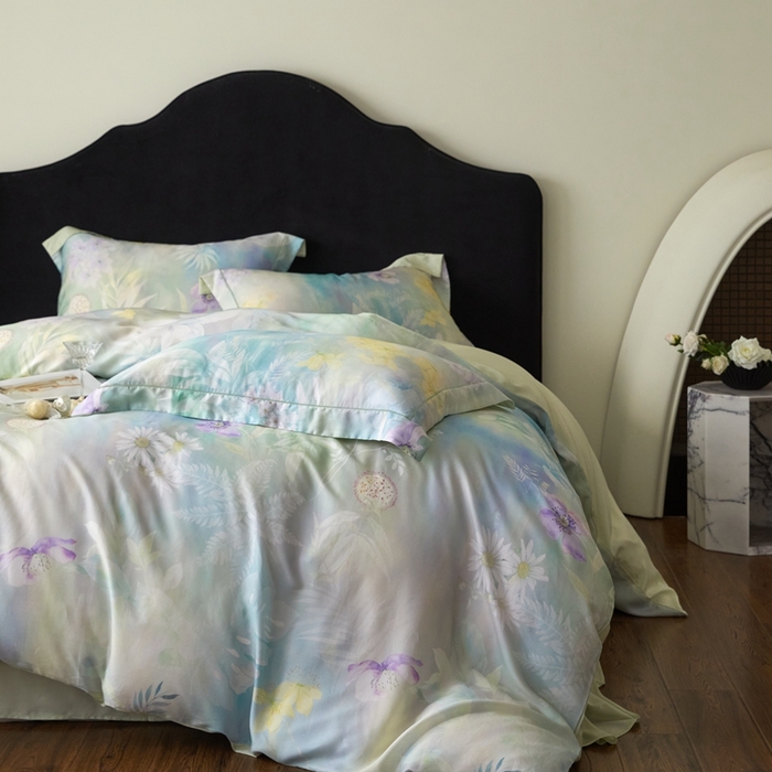 91家纺网 家纺一手货源 找家纺 金奇达家纺 2025新款竹玉清丝四件套-雅韵【标准号全网控价（折后券后）不低于元228元】 空谷-柳绿