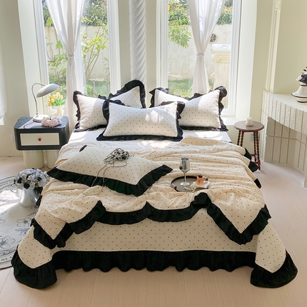 91家纺网 家纺一手货源 找家纺 慕希 2025新款水洗棉花边夏被款夏凉被空调被床盖夏被四件套 赫本-可可玉