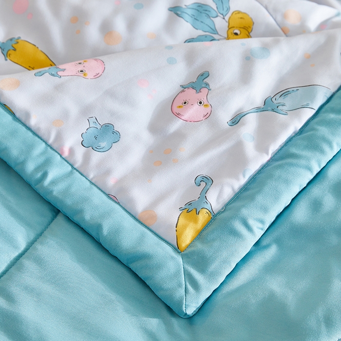 91家纺网 家纺一手货源 找家纺 海洋家纺 2025款水洗棉纯棉花夏凉被全棉花印花夏被空调被薄被子 蓝精灵