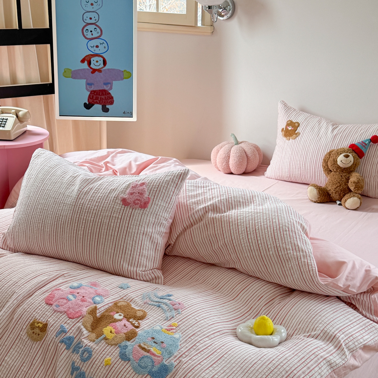 91家纺网 家纺一手货源 找家纺 柚子 2025春夏新款全棉纯棉提花毛巾绣四件套 章鱼丸子