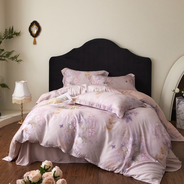 91家纺网 家纺一手货源 找家纺 金奇达家纺 2025新款竹玉清丝四件套-雅韵【标准号全网控价（折后券后）不低于元228元】 蝴蝶仙子-粉