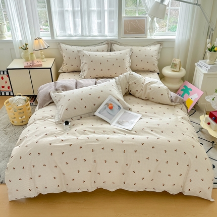 红粉佳人家纺 2025新款12868纯棉系列全棉四件套 小樱桃