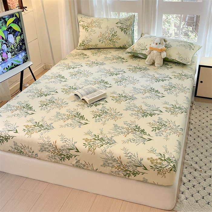 91家纺网 家纺一手货源 找家纺 宝士康家纺 2025新款10A抗菌全棉印花床笠 仙草