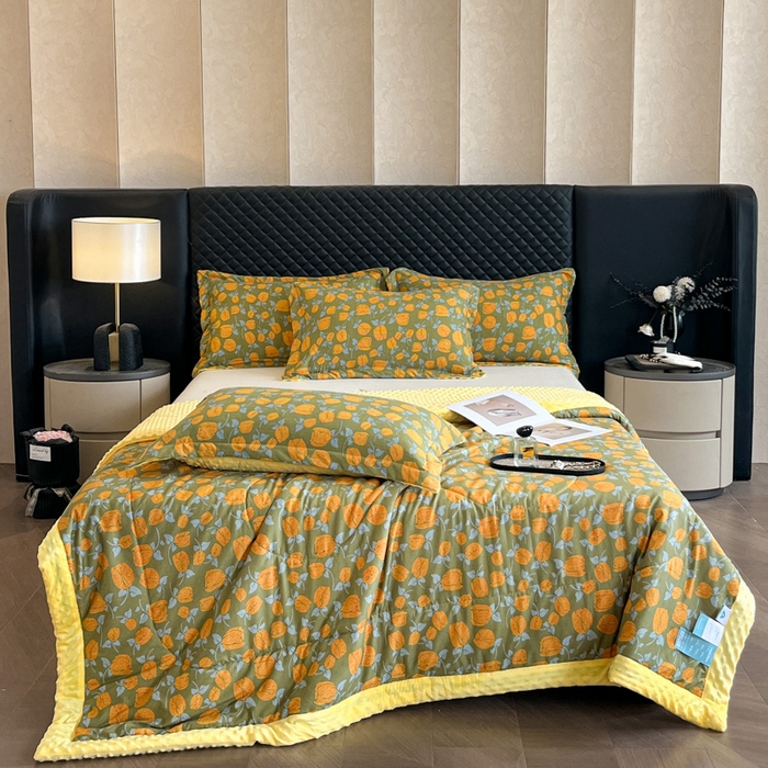 91家纺网 家纺一手货源 找家纺 宝士康家纺 2025新款10A抗菌双层纱豆豆绒夏被 郁金香