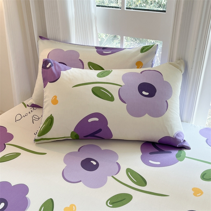 91家纺网 家纺一手货源 找家纺 宝士康家纺 2025新款10A抗菌全棉印花床笠 幽梦紫曦