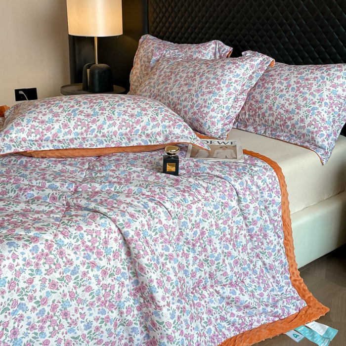 91家纺网 家纺一手货源 找家纺 宝士康家纺 2025新款10A抗菌双层纱豆豆绒夏被 紫苑