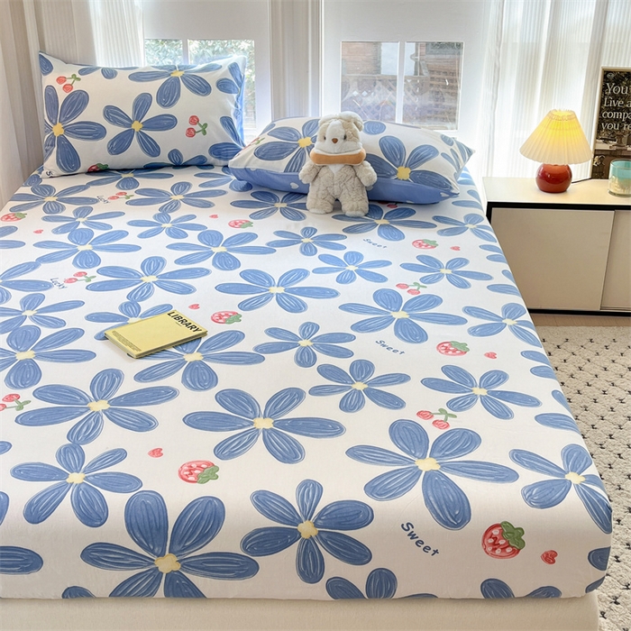 91家纺网 家纺一手货源 找家纺 宝士康家纺 2025新款10A抗菌全棉印花床笠 小情调