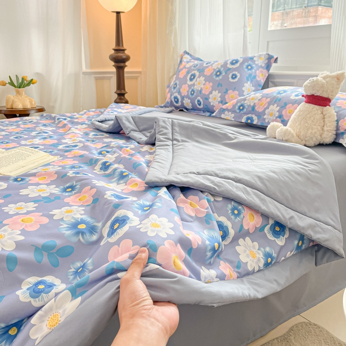 91家纺网 家纺一手货源 找家纺 宝士康家纺 2025新款水洗棉超声波压花夏被 被子被芯 安娜花园