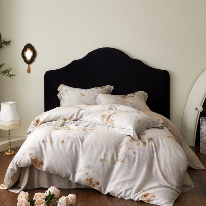 91家纺网 家纺一手货源 找家纺 金奇达家纺 2025新款竹玉清丝四件套-雅韵【标准号全网控价（折后券后）不低于元228元】 浅调暖情-杏色