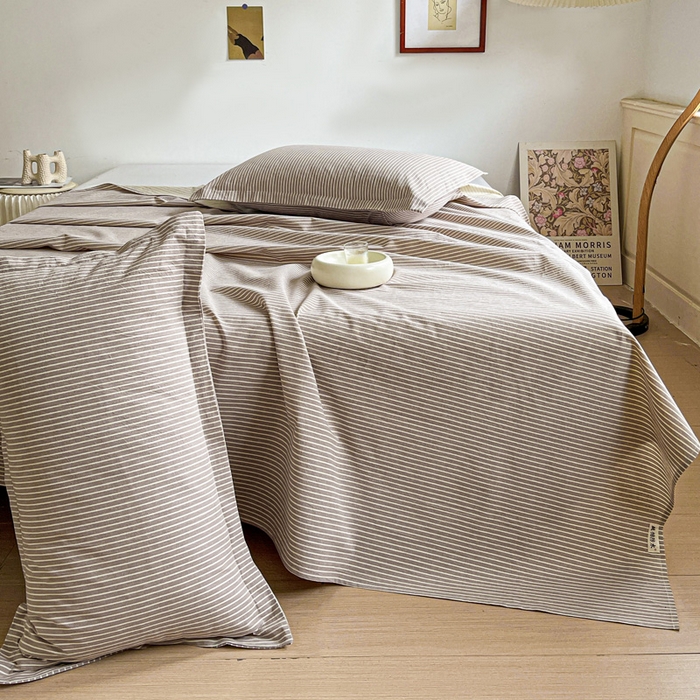 91家纺网 家纺一手货源 找家纺 久云居 2025新款亲肤舒适全棉色织防水床单 米艳条