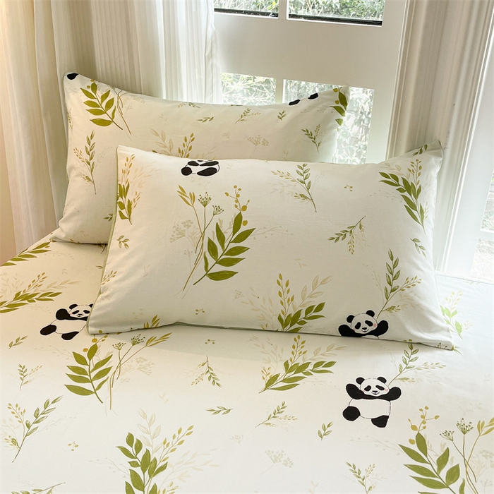 91家纺网 家纺一手货源 找家纺 宝士康家纺 2025新款10A抗菌全棉印花床笠 欢乐熊猫