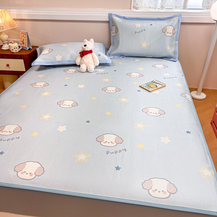 91家纺网 家纺一手货源 找家纺 慕尚家纺 2025新款数码印花床席床笠款冰藤席 床笠款-酷奇