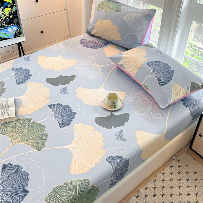 91家纺网 家纺一手货源 找家纺 宝士康家纺 2025新款10A抗菌全棉印花床笠 蝶舞幸运