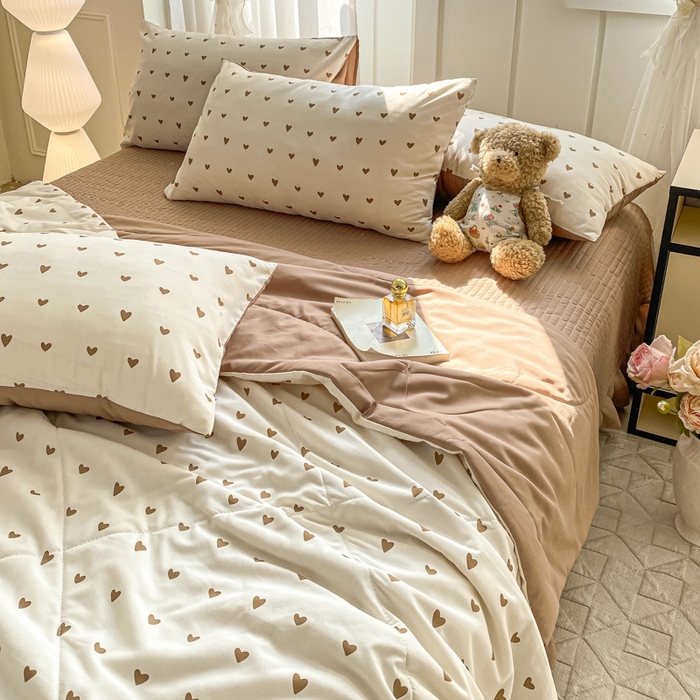 91家纺网 家纺一手货源 找家纺 2025新款针织双层纱夏被床盖四件套单夏被单床盖单品 心韵